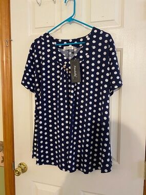 Navy Polka Dot Short Sleeve Tee